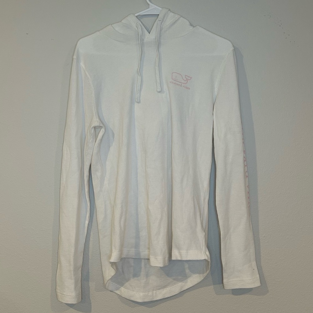 White waffle long sleeve vineyard‎ vines pink large & small whale size medium